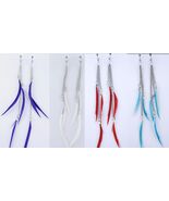 1 PAIR Silvertone SPRING CLIP-ON Color Multiple-Colored FEATHER DANGLE E... - $8.34 CAD