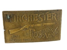 Military belt buckle vtg Solid Brass Winchester Repeating Arms New Haven... - £31.61 GBP