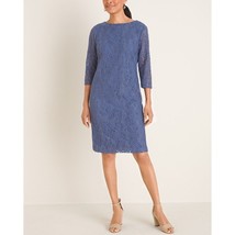 Chico&#39;s 3/4th Sleeve Lace A-line shift Dress Women Size 6 (0.5) knee length Flor - £38.94 GBP