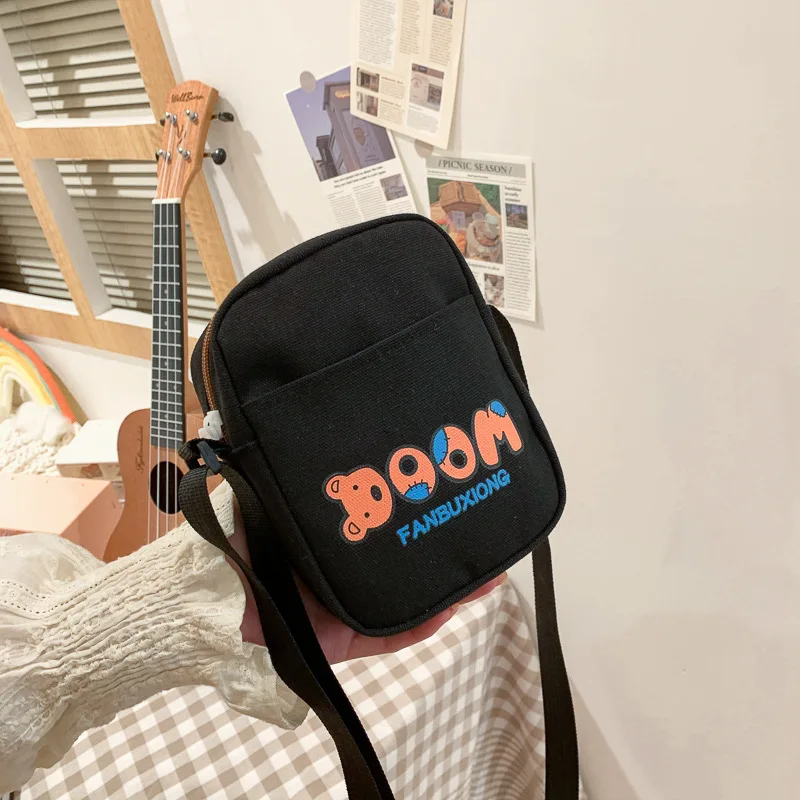 Cute Cartoon Bear Print Canvas Shoulder Crossbody Bags Student Messenger Bag Gir - £11.18 GBP