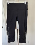 LULULEMON Black Cropped Leggings with Mesh Size 4 - £14.86 GBP