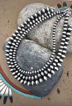 Three Southwestern Navajo Pearl Style 6-10mm Silver Tone Beaded Necklace Set - £35.93 GBP