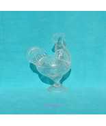 Clear Glass Standing Rooster Covered Dish Male Chicken Retro Style - £15.73 GBP
