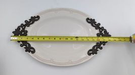 Pier 1 Abigail Stoneware Serving Platter Metal Scroll Handles Oval 18.5" x 12" image 9