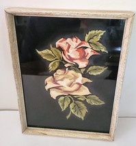 Acrylic Roses Painting on Black Background or Felt  9.75&quot; x 12.75&quot;  Original - £25.19 GBP