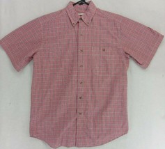 Wrangler Red Men&#39;s Shirt Button Up Short Sleeve Western Checks Adult Siz... - £8.34 GBP