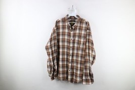 Vintage Cabelas Mens 2XL Faded Collared Flannel Button Down Shirt Brown Plaid - £31.11 GBP