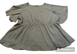 Womens Bloomchic Olive Green Blouse Shirt Plus Size 30 Lightweight Pullover - $11.23
