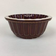 Ceramic Fluted Tube Cake Bread Dessert Pan Leaf Pattern Brown Approx 3 1... - £19.75 GBP