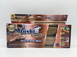 Yoshi Copper Infused Grill And Bake Mats Grilling Reusable Nonstick 2 NE... - £9.60 GBP