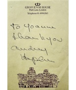 AUDREY HEPBURN Signed Autographed NOTE 4&quot; x 6&quot; Grosvenor House, London J... - $3,997.74 CAD