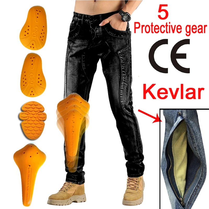 Kevlar Motorcycle riding jeans South Korea black scooter jeans Men Protection - £87.20 GBP+