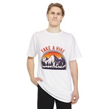 Unisex Long Body Urban Tee with &quot;Take a Hike&quot; Retro Graphic in Sunset and Mounta - £23.12 GBP+