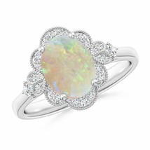 Authenticity Guarantee 
Victorian Style Oval Opal and Diamond Halo Engagement... - £537.45 GBP