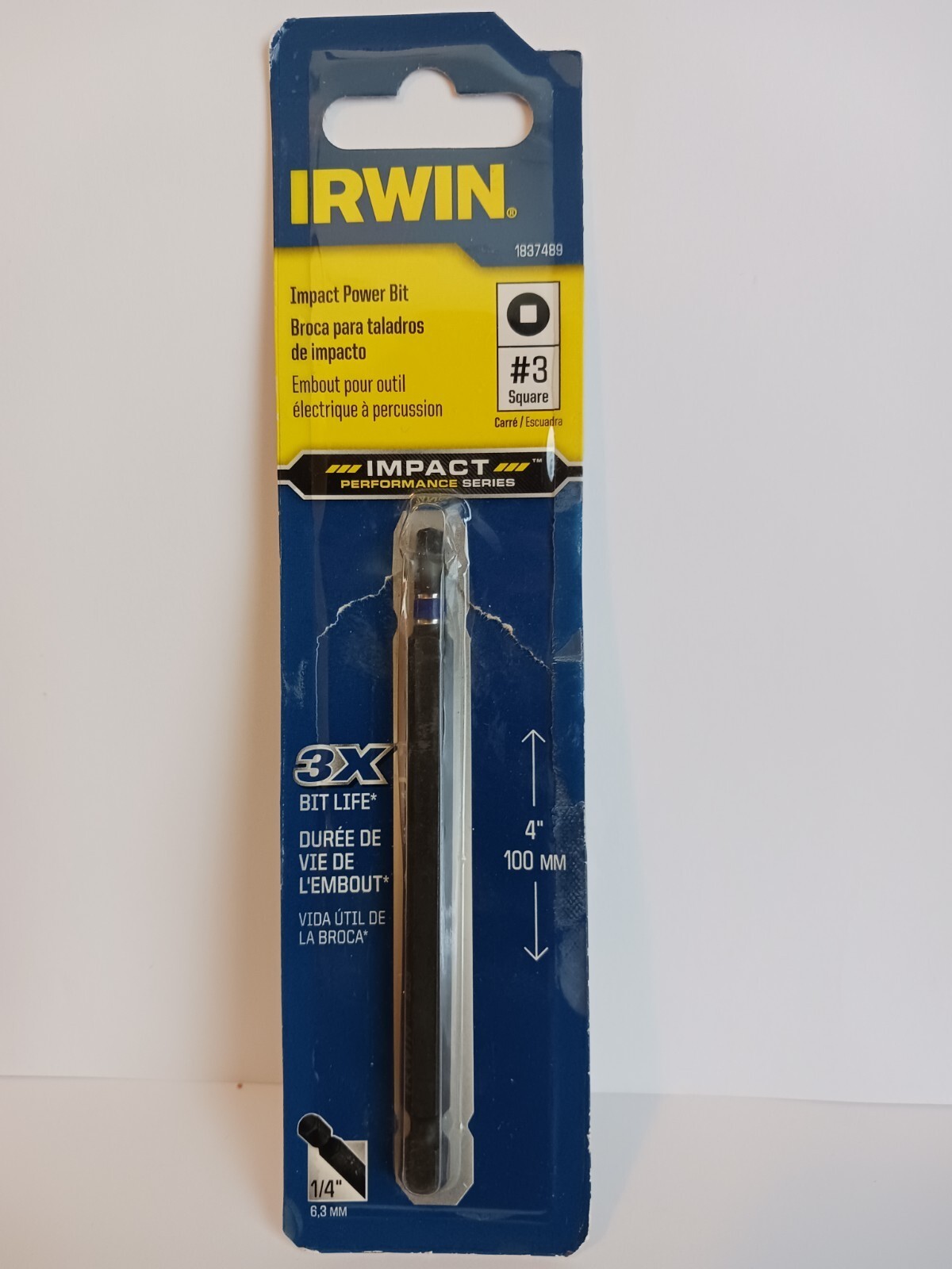 Irwin 1837489, #3 Square, 4 inch Impact Power Bit - $3.75