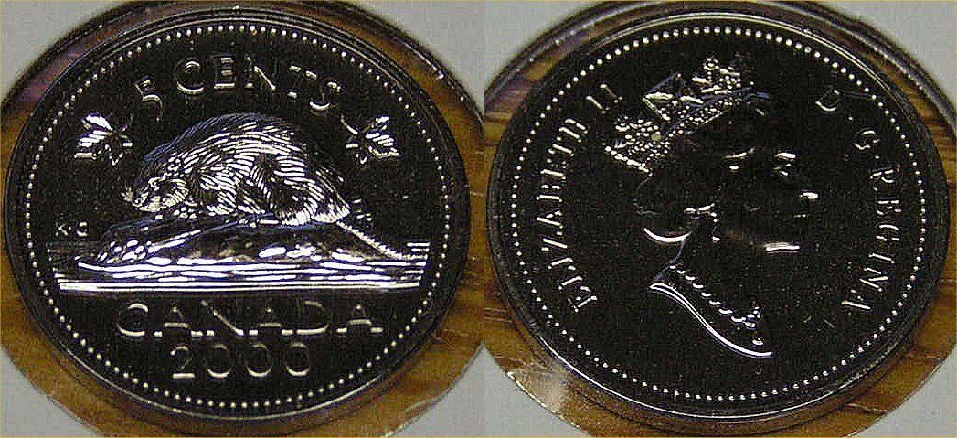 2000 Canada 5 Cent Beaver Nickel Proof Like - $1.11