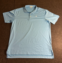 Peter Millar Summer Comfort Golf Polo Stretch Blue With White Logo Size Large - £21.85 GBP