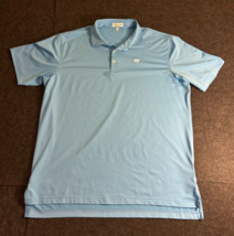 Peter Millar Summer Comfort Golf Polo Stretch Blue With White Logo Size Large - £22.16 GBP