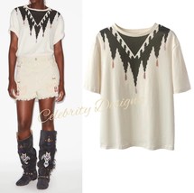 Women&#39;s 100% Cotton T-Shirt Indian Print Style Geometric Design Casual T... - $34.99
