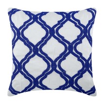 Lattice &amp; Trellis Geometric Blue Linen 16&quot;x16&quot; Pillow Cover, Lattice Blues - £29.07 GBP+