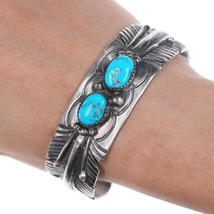 7.25&quot; Mike Thomas Jr Navajo sterling and turquoise cuff bracelet - £294.99 GBP