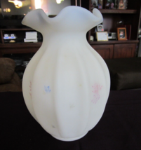 Vintage Fenton Ruffle Top Hand Painted By Debra Hill Opaque Glass Vase - £31.81 GBP