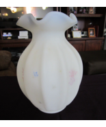 Vintage Fenton Ruffle Top Hand Painted By Debra Hill Opaque Glass Vase - £31.64 GBP