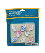 VINTAGE DISNEY SNOW WHITE SEVEN DWARFS 8 PARTY FAVOR RINGS NEW IN PACKAGE - £18.57 GBP