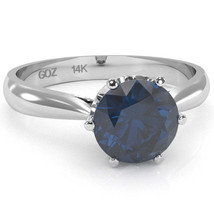 Crown Setting Lab-Created Sapphire Engagement Ring In 14k White Gold - £320.68 GBP