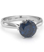 Crown Setting Lab-Created Sapphire Engagement Ring In 14k White Gold - $543.34 CAD