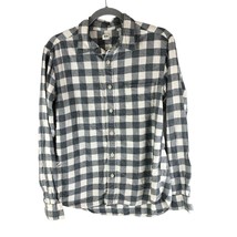 Uniqlo Mens Flannel Shirt Cotton Button Down Buffalo Plaid Pocket Black White M - £10.06 GBP