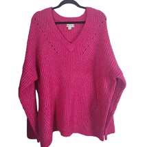 Ava &amp; Viv Sweater 3x Womens Plus Size Pink Long Sleeve V Neck Knit Pullover - £14.69 GBP