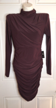 Express Long Sleeve Sexy Burgundy Ruched Stretch-jersey Lined Dress Size XS - £26.91 GBP