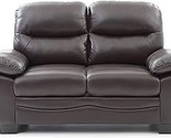 Glory Furniture Marta Upholstered Love Seat, Dark Brown Faux Leather - $763.99