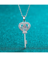 GRA Certified Key to My Heart 0.5ct Moissanite S925 Pavé Dancing Necklace - $105.00