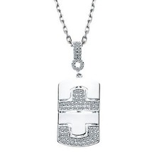 0.60 Carat Diamant Mini Chien Étiquette Pendentif Collier 14k or Blanc 40.6cm - $3,166.86