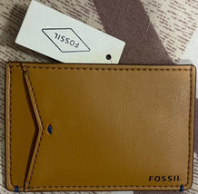 Fossil Joshua Cactus Leather Card Case, Tan, Trendy &amp; Modern, Multi-Slot - NEW - £15.71 GBP