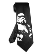 Star Wars Stormtrooper tie black satin silk hand-painted necktie - $28.00