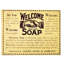 Curtis Davis Welcome Soap 1897 Advertisement Victorian Detergent Bath AD... - $19.99