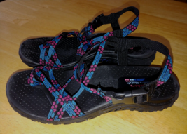 Skechers Outdoor Lifestyle Ladies Toe Loop BLUE/PINK Strap SANDALS-8-GENTLY Worn - £16.22 GBP