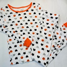 Girls Size 7 Halloween Pajamas-  Pumpkins Black Cats Hearts - £7.18 GBP