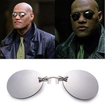 1pc Clip On Nose Glasses Round Rimless Matrix Morpheus Sunglasses Mini F... - £13.09 GBP