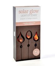 Solar Garden Stakes Metal Set of 3 Flame Design Black Orange 36" High Fire image 3