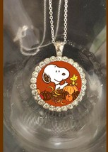 Snoopy Woodstock PeanutsThanksgiving Autumn fall  silver necklace fast shipping - £15.81 GBP