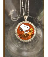 Snoopy Woodstock PeanutsThanksgiving Autumn fall  silver necklace fast s... - £15.63 GBP
