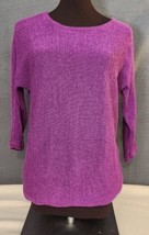 CHICO&#39;S Womens Sweater Criss Cross Back 3/4 Sleeves Violet Chicos Sz 0 Small - £15.68 GBP