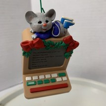 Hallmark Mouse On Computer Keepsake Christmas Ornament Logging On To Santa 2000 - £7.87 GBP