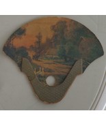 Antique Handheld Paper Fan – Campaign Advertising – English Village Scen... - $376.14 MXN