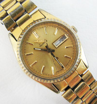 Vintage Ladies Seiko Day/Date Arabic Face Gold Plate Watch - £79.12 GBP