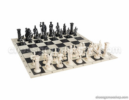Roman Chess Set - Chess Board B/W- Size 17,3" + Roman Chess Pieces 3,75" B/W - $43.55